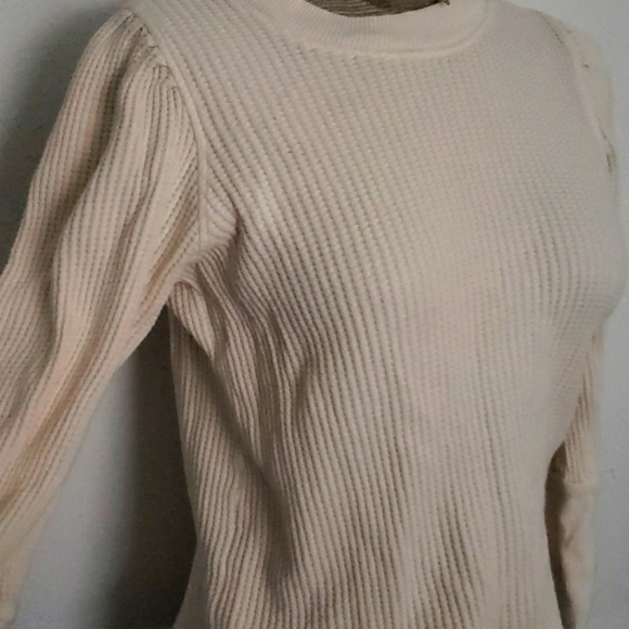 FREE PEOPLE THERMAL COTTON CREME TOP SZ XS - Picture 4 of 5